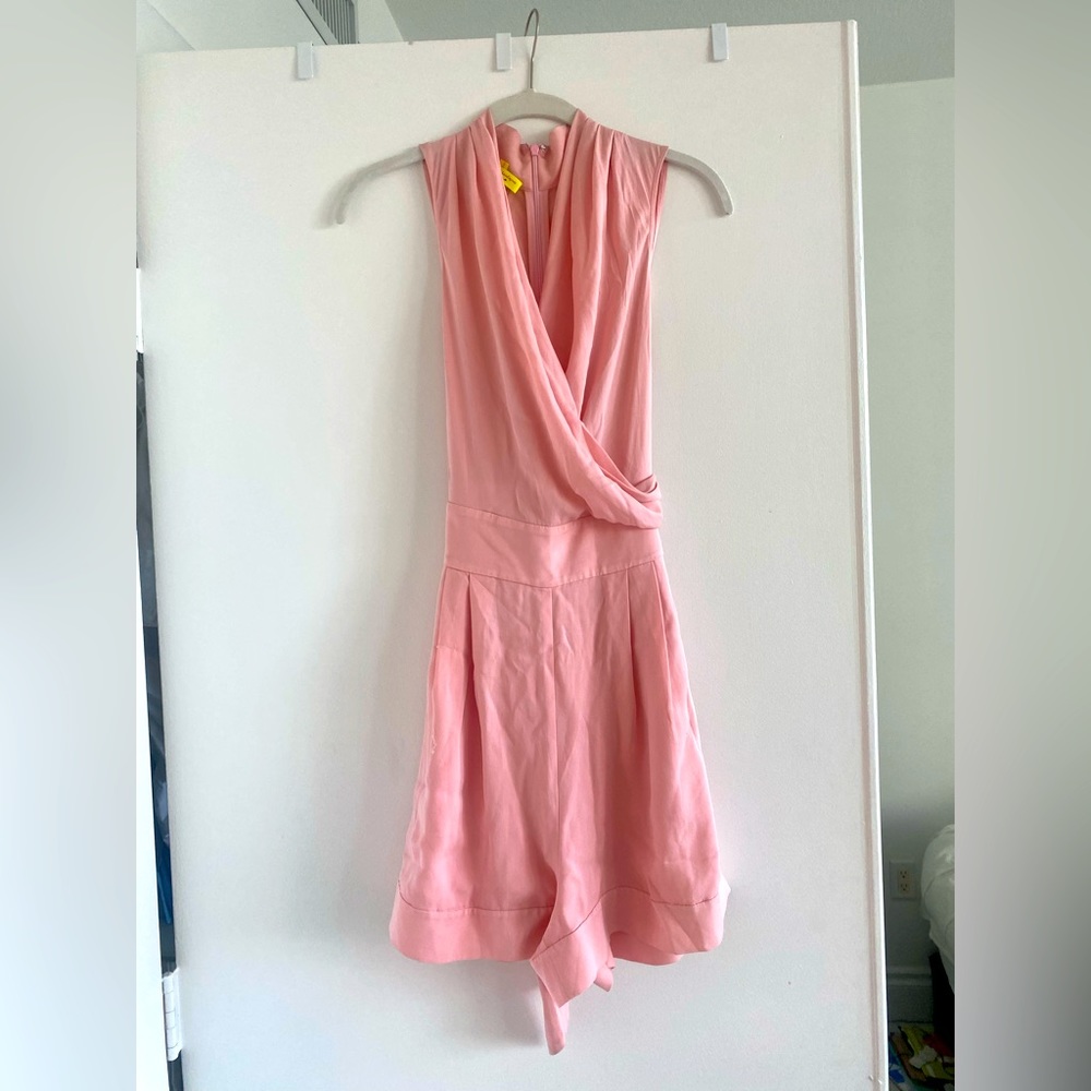Catherine Malandrino pink silk romper, size M
